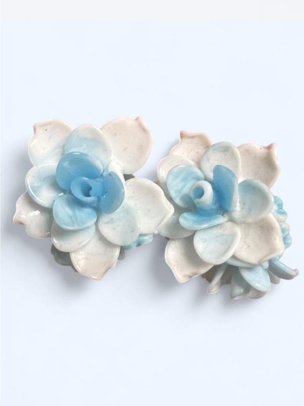 Blue and White Floral Ceramic Earrings - Women Jewelry Earrings